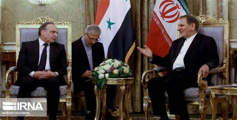 Iran's First Vice President Is’haq Jahangiri and Syrian Prime Minister Imad Khamis meet in Tehran. (Photo: IRNA)
