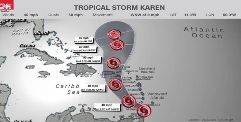 Tropical Storm Karen forms in the Atlantic.  (Photo: CNN)