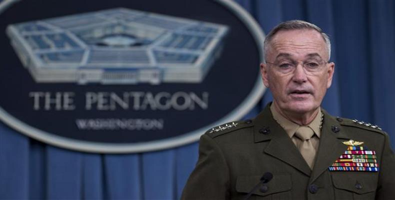 Chairman of the U.S. Joint Chiefs of Staff Marine General Joseph Dunford speaks during a press briefing at the Pentagon in Washington, DC.  File photo: AFP