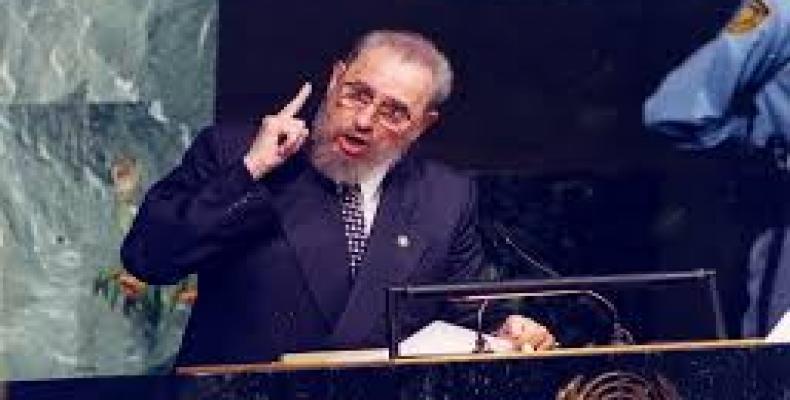 Fidel Castro durante uno de sus discursos en la Onu