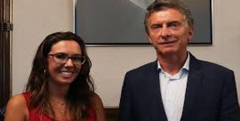 Elisa Trotta Gamus, &quot;ambassador&quot; for Guaido, with former Argentinean president Mauricio Macri.