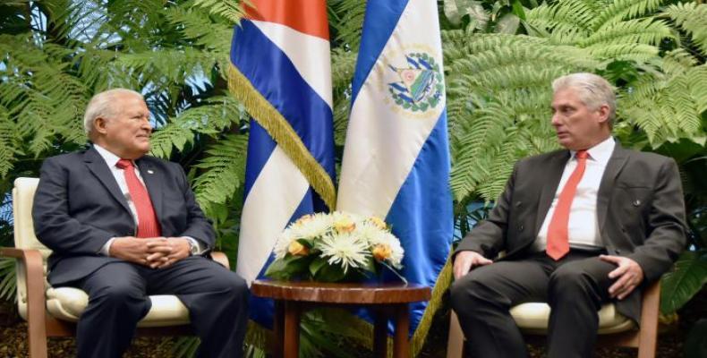 Cuban President Miguel Díaz-Canel receives Salvadorian counterpart Salvador Sánchez Cerén