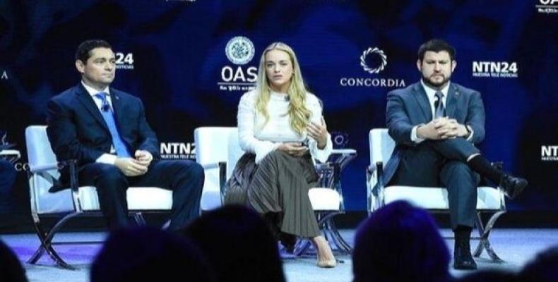 Lilian Tintori was part of a panel with Carlos Vecchio and David Molansky. (Photo: @ConcordiaSummit)