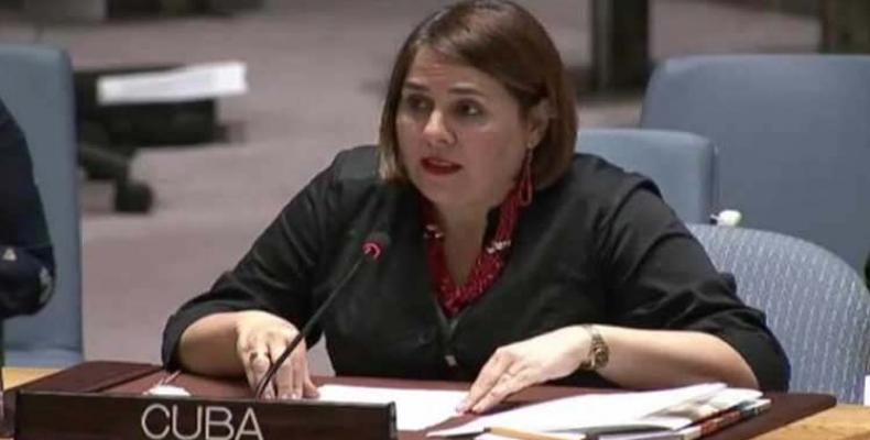 La diplomática enfatizó que La Habana reitera su enérgico llamado al Consejo de Seguridad a cumplir el mantenimiento de la paz y la seguridad internacionales. F