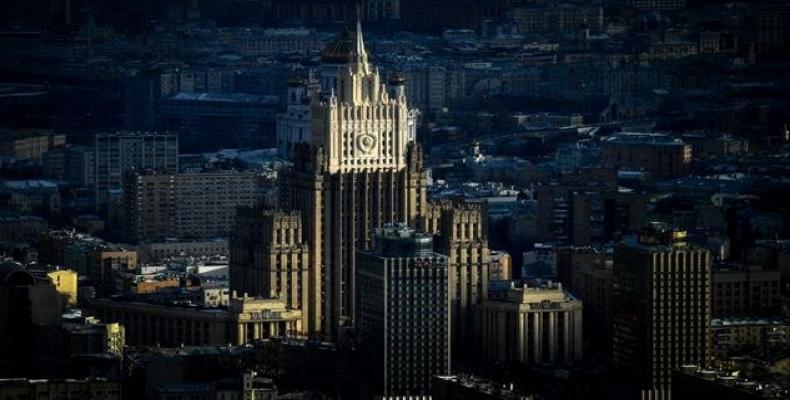 An aerial view shows the Russian Foreign Ministry headquarters.  (Photo: AFP)