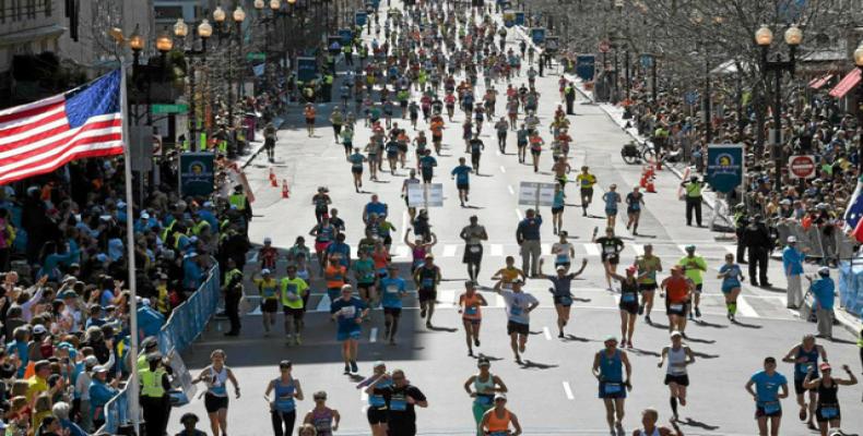 Corredores durante el Maratón de Boston de 2014. AFP