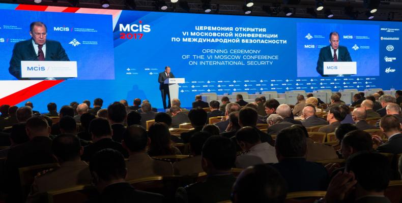 El canciller ruso, Serguéi Lavro inauguró la VI Conferencia de Seguridad Internacional de Moscú el pasado año. Foto: Sputnik